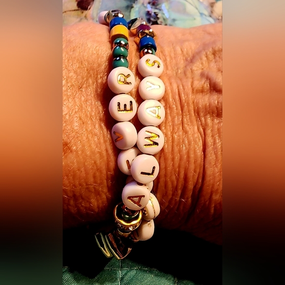 Colorful beaded stretchy bracelet, double bracelet, "Always and Forever … - Picture 4 of 6